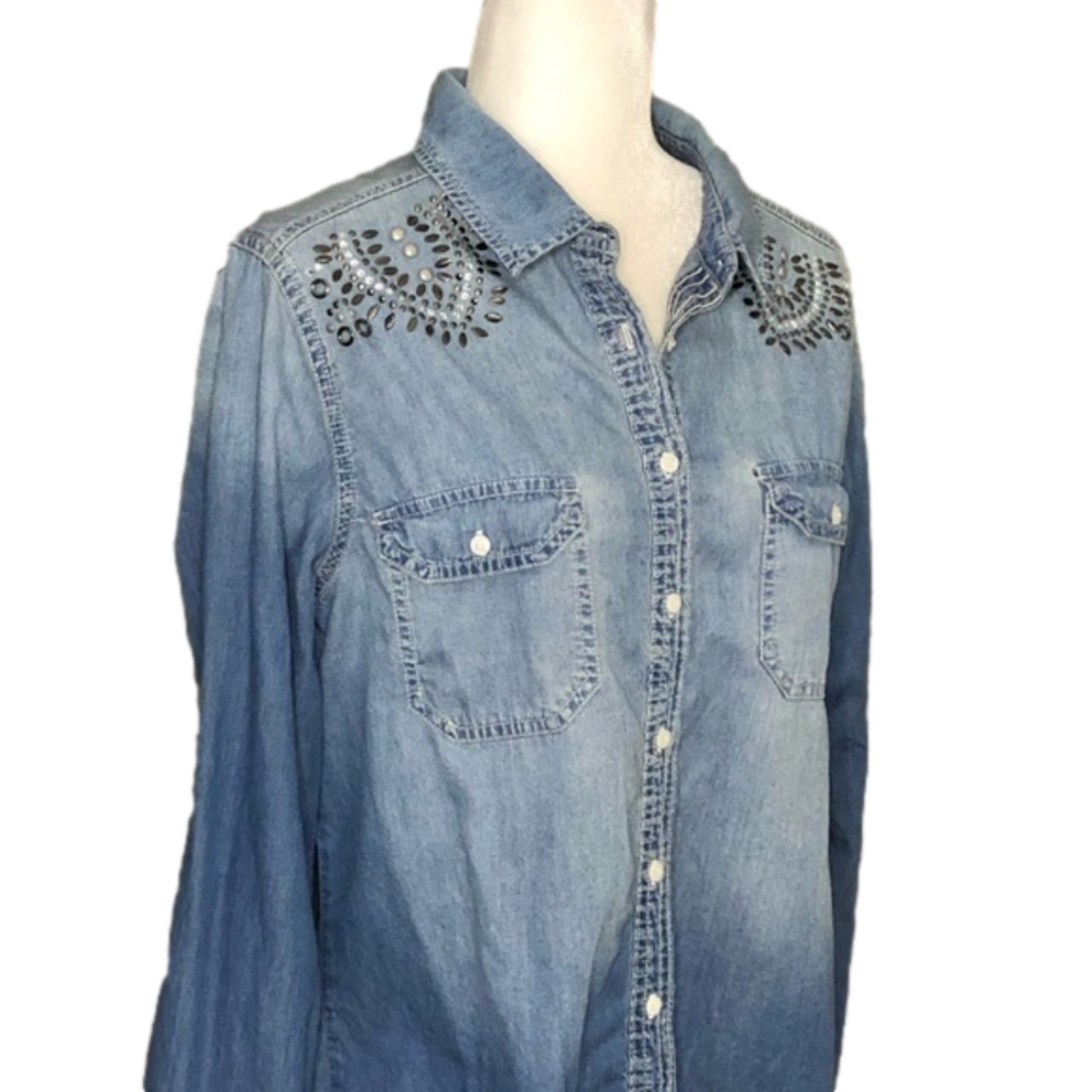 B.L.E.U. studded denim shirt
